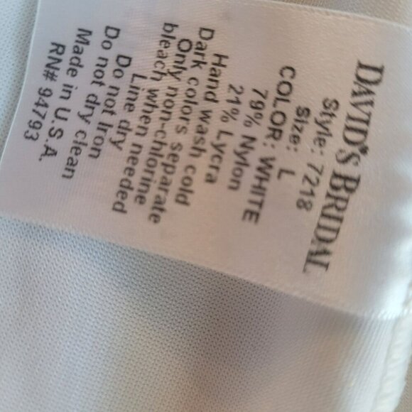 Davids Bridal White Nylon & Lycra Slip Skirt Undergarment For Wedding Dresses Si - Picture 4 of 4